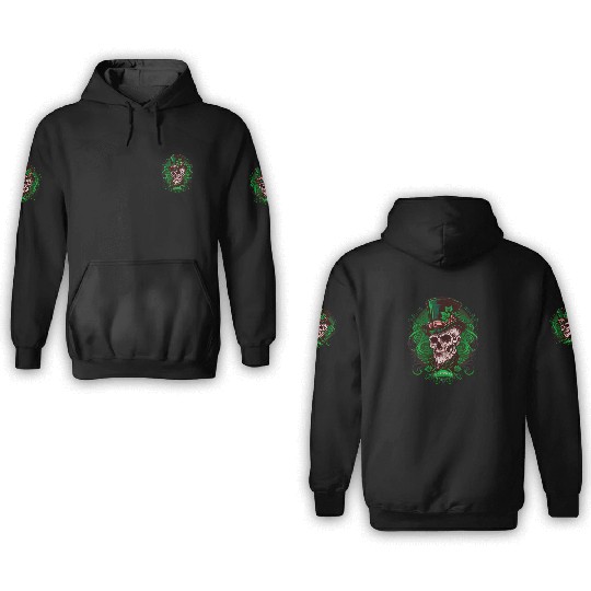 Sugar Skull Saint Patricks Day of Dead 3D Hoodies
