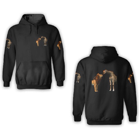 Lion kisses giraffe 3D Hoodies