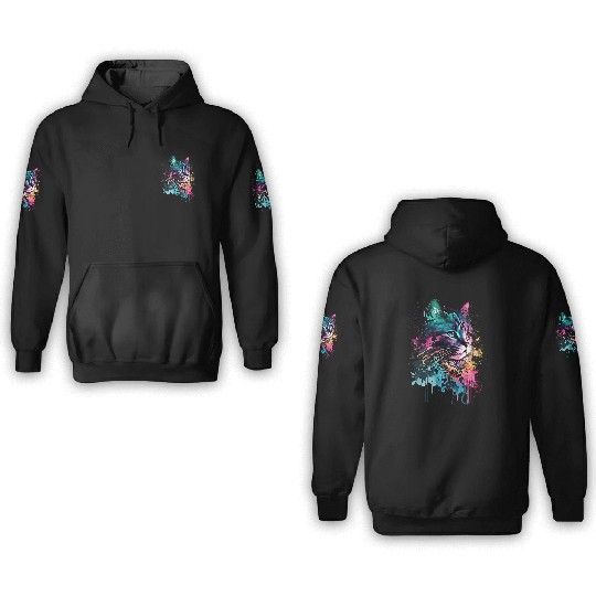 Smoky Colorful Cat Design "Rainbow" 3D Hoodies
