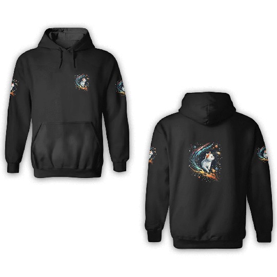 Astronaut Cat or Space Cat on Galaxy Cat Lover 3D Hoodies
