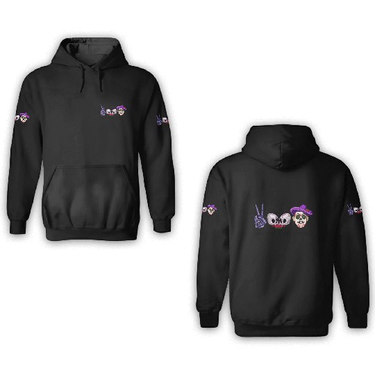 Peace love Día de Muertos sublimation men 3D Hoodies