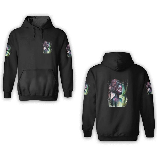 Black Nature Goddess - African American, Woodland 3D Hoodies