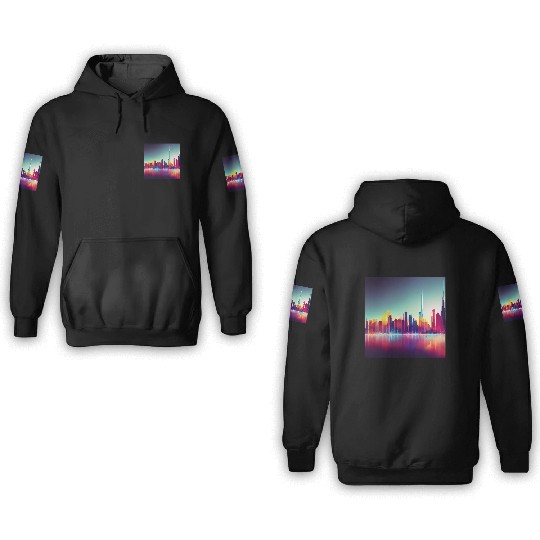 Dubai silhouette skyline abstract art 3D Hoodies