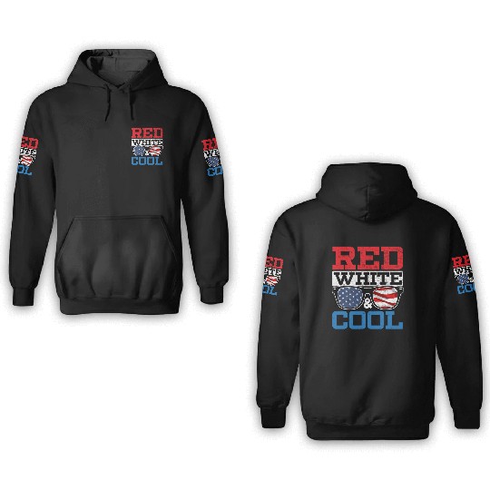 Red White And Cool America USA Flag 4th Of July 3D Hoodies