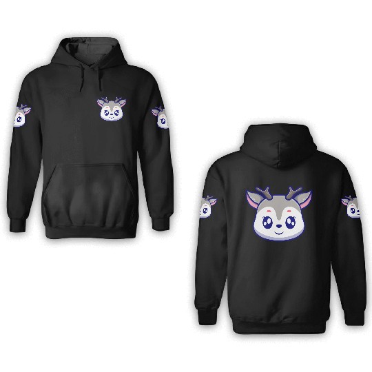 Cute deer cartoon icon illustration gift 3D Hoodies