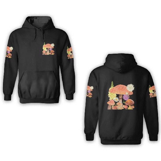 watercolor mushroom forest 3D Hoodies