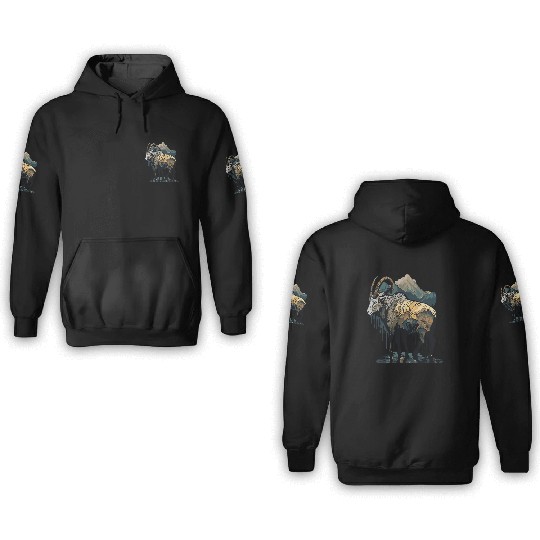 a mountain goat lives in the mountains 3D Hoodies