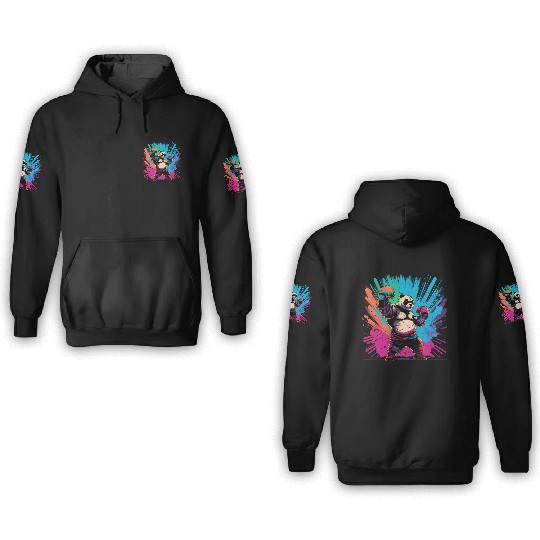 Cool Colorful Panda Boxer MMA Martial Arts 3D Hoodies