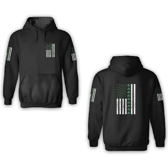 IRISH American Flag Shamrock St.Patrick's Day 3D Hoodies