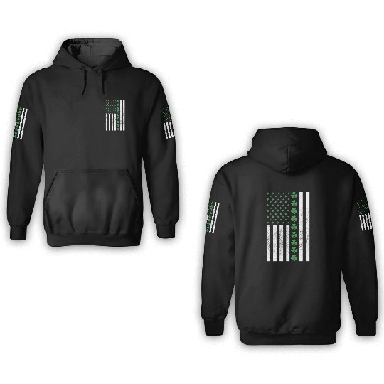 IRISH American Flag Shamrock St.Patrick's Day 3D Hoodies