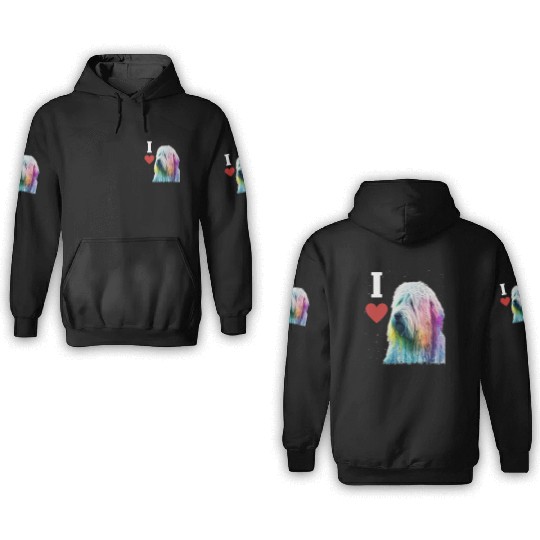 Colorful komondor dog cute doggy Neon breed colore 3D Hoodies