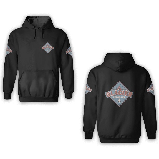 Glacier National Park Montana Vintage US Camping 3D Hoodies