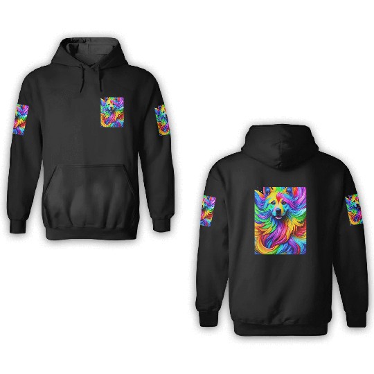 Labrador Retriever with rainbow splashes of colors 3D Hoodies