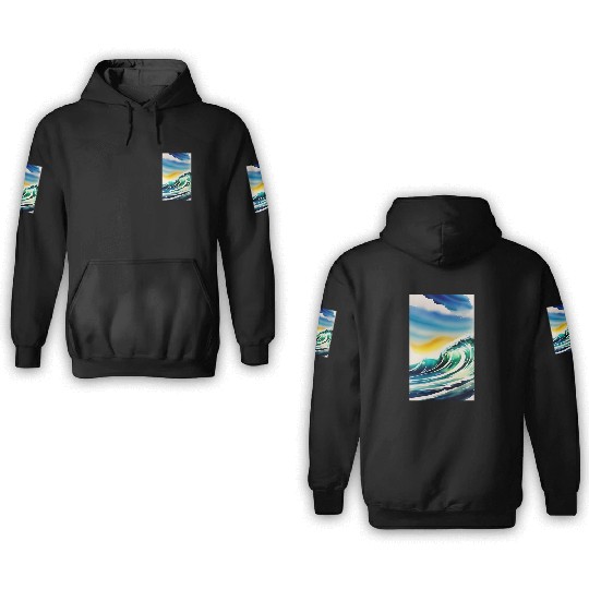 Ocean Waves Painting Design 3D Hoodies