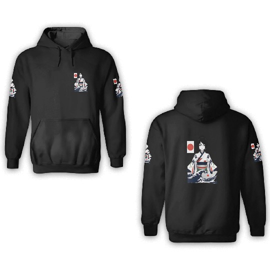 Japan Rokurokubi Yokai Women In Kanagawa 3D Hoodies