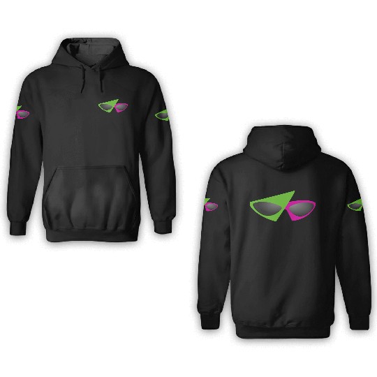 80s Retro Green and Pink Glasses 3D Hoodies