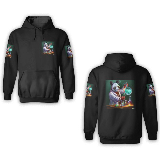 Genius Panda: Whimsical Scientist Design 3D Hoodies