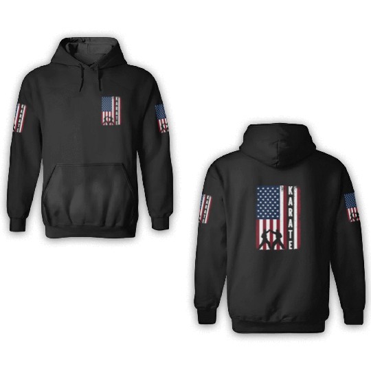 Karate Vintage Us Flag 3D Hoodies