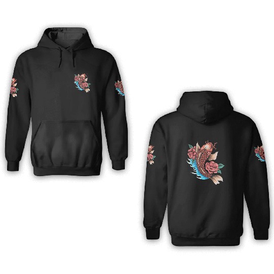 Koi Fish and Roses 3D Hoodies