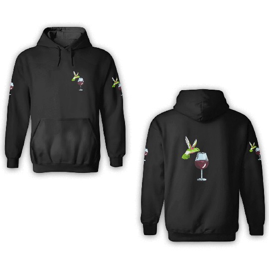 Hummingbird Drinking Wine Birdwatching Hummingbird 3D Hoodies