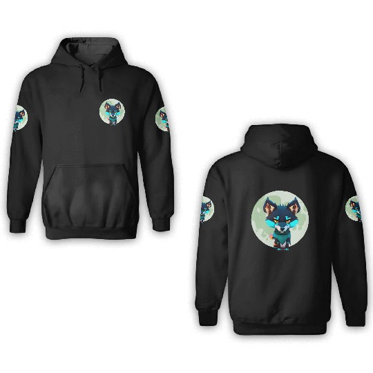 Cute Wolf Moon Graphic 3D Hoodies