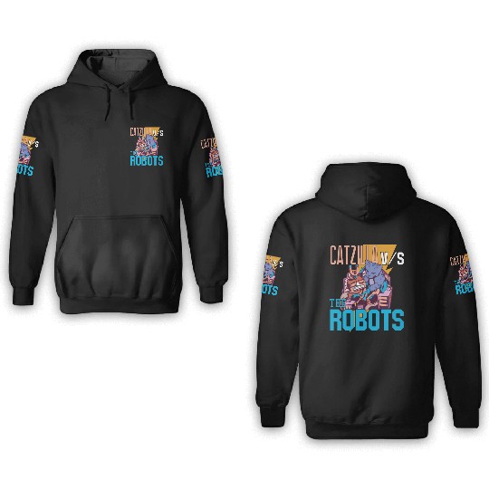 Catzilla Versus Robot 3D Hoodies