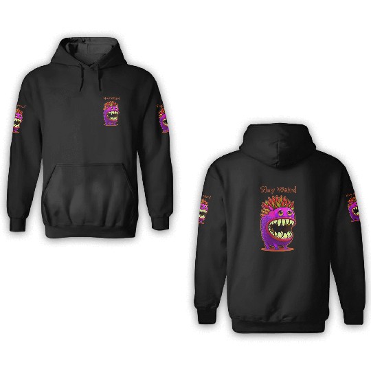 Stay Weird Monster Doodle Violet 3D Hoodies