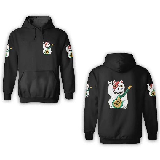 Lucky Cat Guitar Guitarist 3D Hoodies
