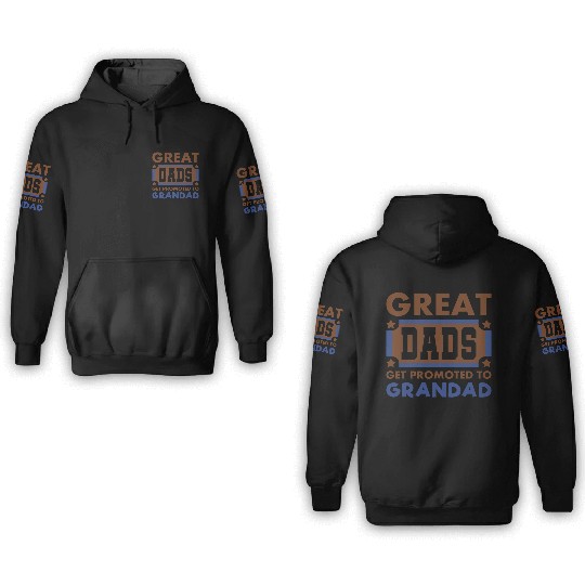 Great Dads Get Promoted To Grandad Funny 3D Hoodies
