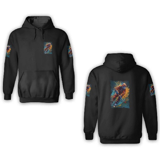 Colorful Ice Hockey Player Gift Ice Hockey Fan 3D Hoodies