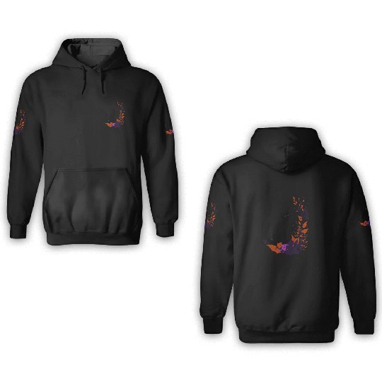 Black cat with plants 3D Hoodies