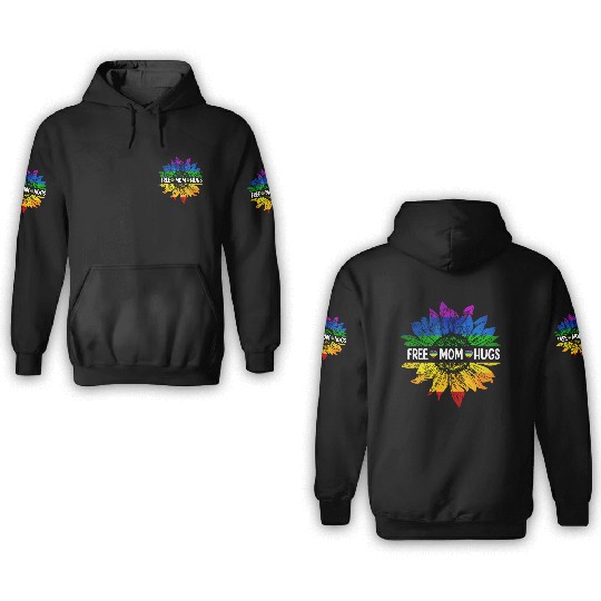 Rainbow Free Mom Hugs Gay Pride Lgbt Daisy Flower 3D Hoodies