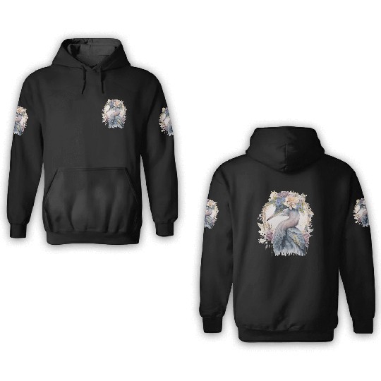Watercolor Heron Freshwater Bird Watching Flower C 3D Hoodies