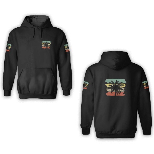 Saint Martin Palm Tree Retro Artistic 3D Hoodies