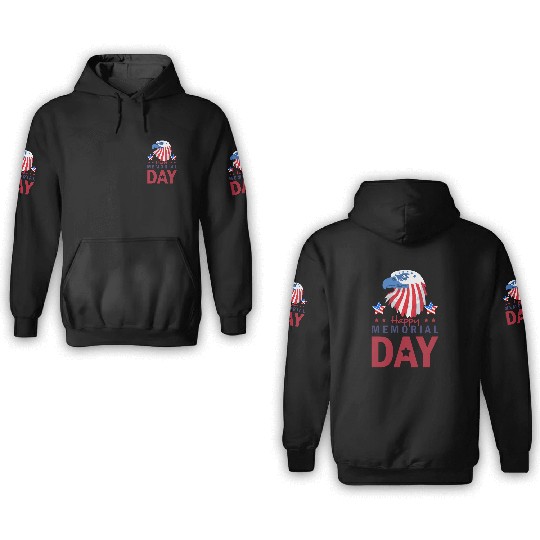Happy Memorial Day Veterans Brave US Eagle Stars 3D Hoodies