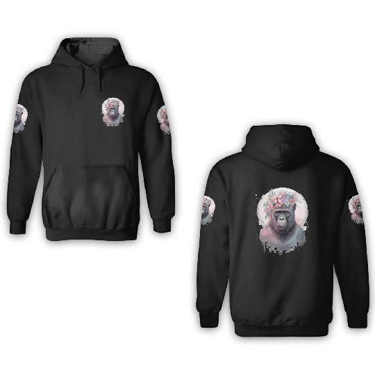 Cute Gorilla Flower Crown Africa Animal Lover 3D Hoodies