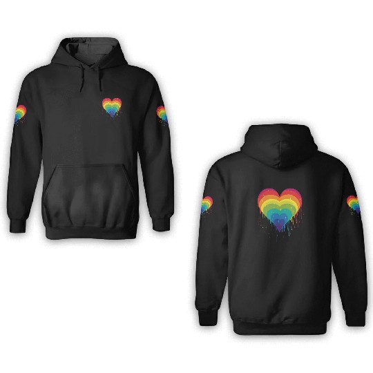 Queer & Loving It: LGBT Rainbow Heart, Supporting 3D Hoodies