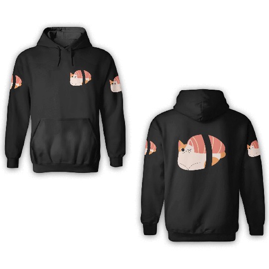 Cat sushi is my valentine funny 3D Hoodies