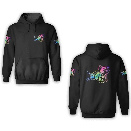Colorful Lizard Iguana Reptile Lover 3D Hoodies