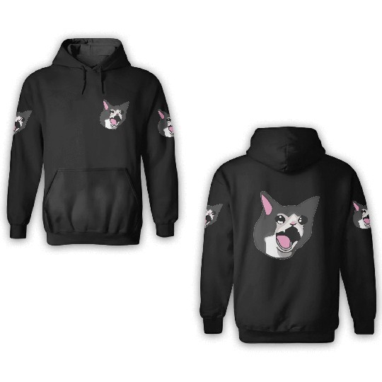 Yamero Crying Screaming Cat Meme Cute Japanese 3D Hoodies