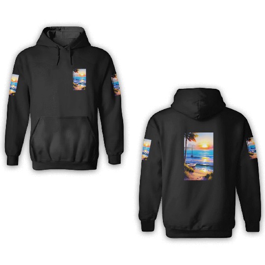 A sunrise with a seaside view-2 3D Hoodies