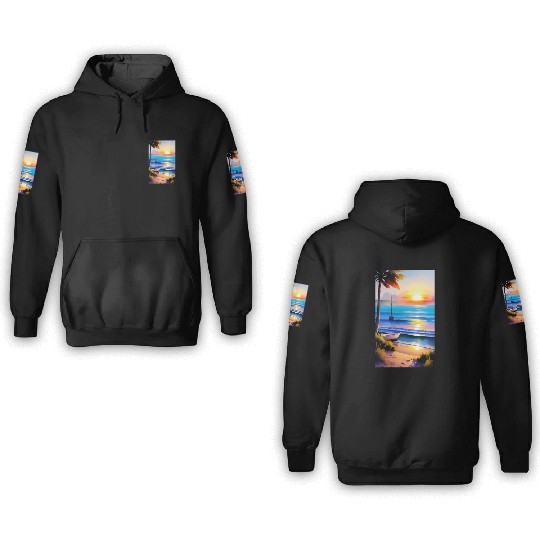 A sunrise with a seaside view-2 3D Hoodies