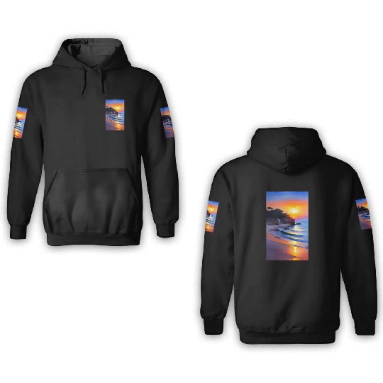 A sunrise with a seaside view 3D Hoodies