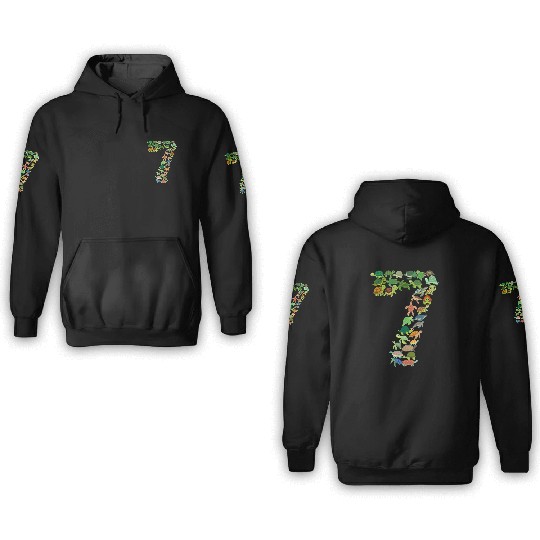 7th Birthday Sea Turtle Tortoise Theme 7 Year Old 3D Hoodies
