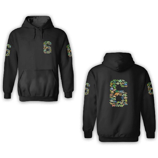6th Birthday Sea Turtle Tortoise Theme 6 Year Old 3D Hoodies