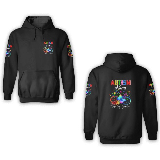 Butterfly Autism Nana I Love My Grandson Support A 3D Hoodies