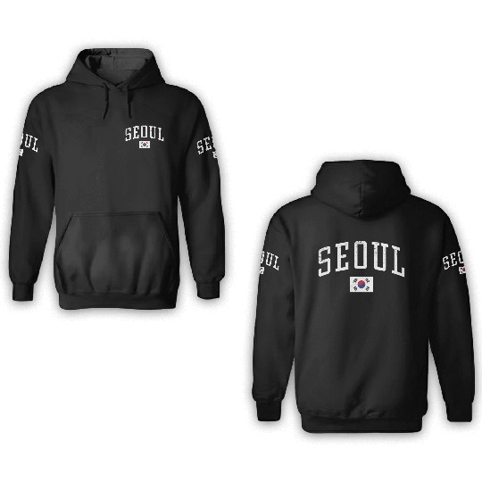 Seoul South Korea Country Flag Vacation 3D Hoodies