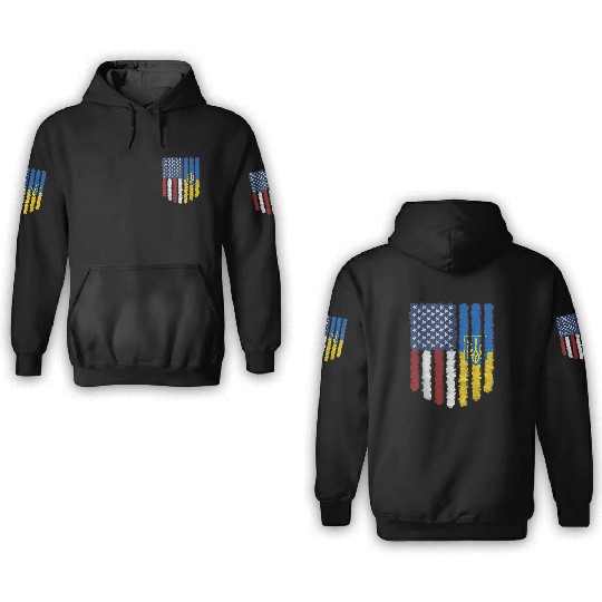 Ukrainian American Flag Ukraine Usa America Roots 3D Hoodies