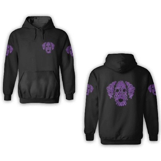 Purple Ribbon Dog Face Lupus Inspirational Awarene 3D Hoodies