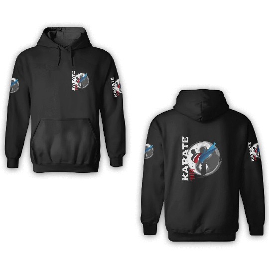 Martial Side Kick Ying Yang Karate 3D Hoodies